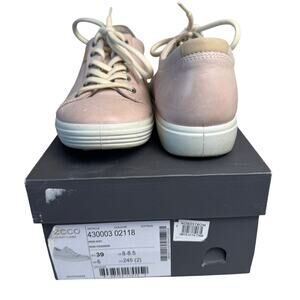 ECCO Soft 7 Sneakers Rose Dust Size 8-8.5 Women's Pink Leather Comfort + Bag